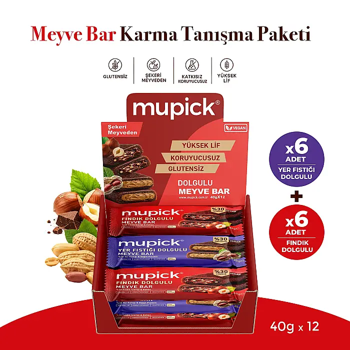 12’li Dolgulu Meyve Bar Karma Tanışma Paketi 40g x 12 Adet