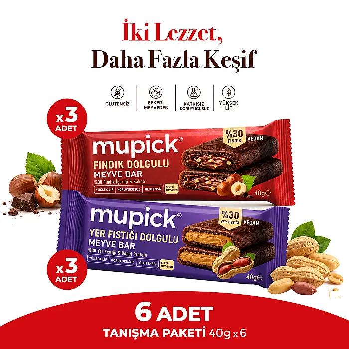 6’lı Dolgulu Meyve Bar 40g x 6 Adet