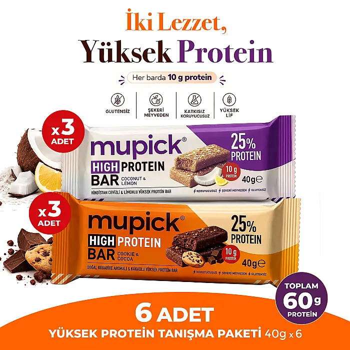 6'lı  Yüksek Protein Bar Paketi 40g x 6 Adet